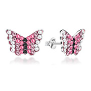 E-12404 - 925 sterling silver multi crystals stud.