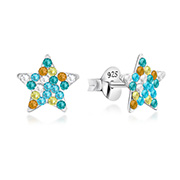 E-13632 - 925 sterling silver multi crystals stud.