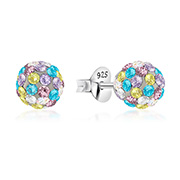 E-13667 - 925 sterling silver multi crystals stud.