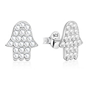 E-13739 - 925 sterling silver multi crystals stud.