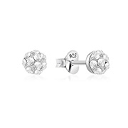 925 sterling silver multi crystals stud.