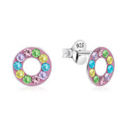 E-15852 - 925 sterling silver multi crystals stud.