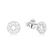 E-15962 - 925 sterling silver multi crystals stud.