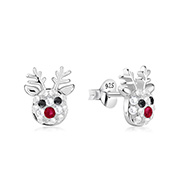 E-16156 - 925 sterling silver multi crystals stud.