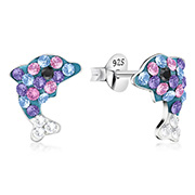 E-16176 - 925 sterling silver multi crystals stud.