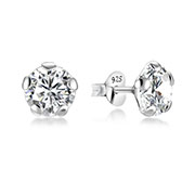 EZ-1216 - 925 Sterling silver stud with cubic zircon.