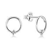 EZ-1249 - 925 Sterling silver stud with cubic zircon.