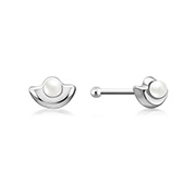 NS-767 - 925 Sterling silver nose stud with synthetic pearl.