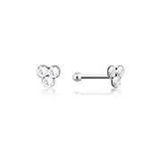 925 Sterling silver nose stud with crystal.